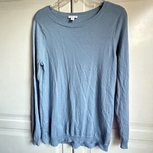 J Jill Sweater Womens Small‎ Light Blue Merino Wool Long Sleeve Round Neck - Picture 1 of 7